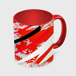 Кружка цветная Color white red
