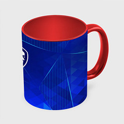Кружка 3D Leeds United blue poly, цвет: 3D-белый + красный