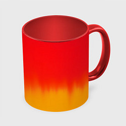 Кружка 3D Абстракция с красным и желтым, цвет: 3D-белый + красный