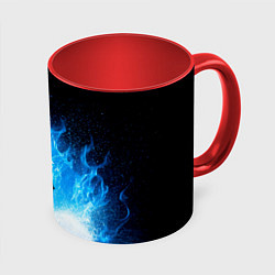 Кружка цветная Виндсерфер в синем пламени