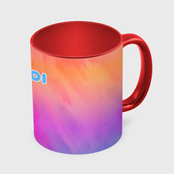 Кружка 3D Inzoi розово-оранжевый фон, цвет: 3D-белый + красный