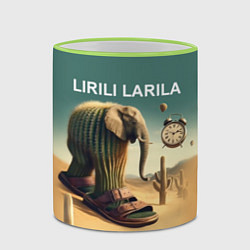 Кружка 3D Слон кактус - брейнрот мем, цвет: 3D-светло-зеленый кант — фото 2