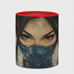 Кружка 3D Портрет Китаны - Мортал комбат, цвет: 3D-белый + красный — фото 2