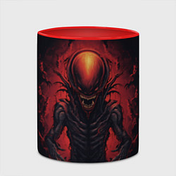 Кружка 3D Злой инопланетянин из портала, цвет: 3D-белый + красный — фото 2