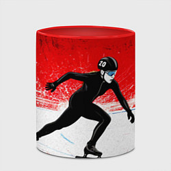 Кружка 3D Скоростной бег на коньках в красном, цвет: 3D-белый + красный — фото 2
