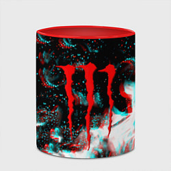Кружка 3D Monster energy огонь глитч, цвет: 3D-белый + красный — фото 2