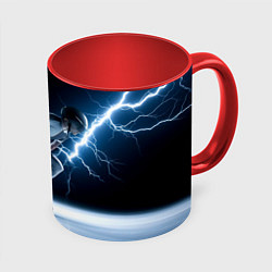 Кружка цветная Конькобежец и молния