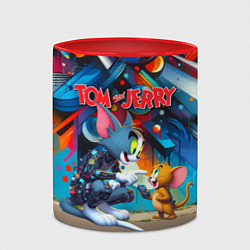 Кружка 3D Tom and Jerry - cyberpunk graffiti fantasy, цвет: 3D-белый + красный — фото 2