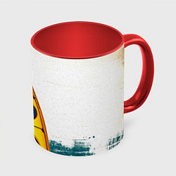 Кружка цветная Желтый каяк на белом