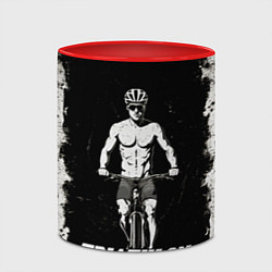 Кружка 3D Триатлонист на черно-белом, цвет: 3D-белый + красный — фото 2