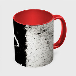 Кружка цветная Триатлонист на черно-белом