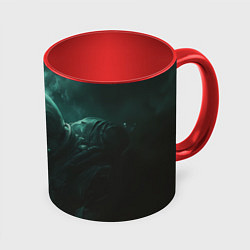 Кружка 3D Космонавт скелет с зеленым светом, цвет: 3D-белый + красный