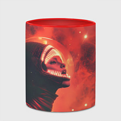 Кружка 3D Девушка в космосе в костюме чужого, цвет: 3D-белый + красный — фото 2