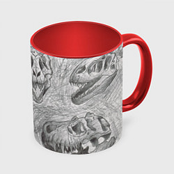 Кружка цветная Черепа динозавров - эскиз