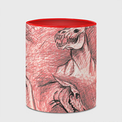 Кружка 3D Черепа лошадей - эскиз, цвет: 3D-белый + красный — фото 2