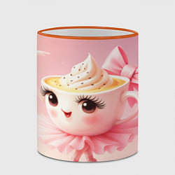 Кружка 3D Балерина капучино розовый, цвет: 3D-оранжевый кант — фото 2