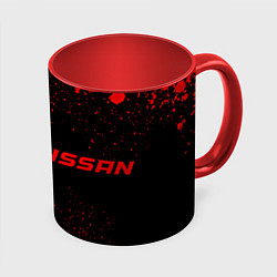 Кружка 3D Nissan - red gradient по-горизонтали, цвет: 3D-белый + красный