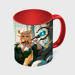 Кружка цветная Эльфийская аниме ведьма среди черепов в мрачном ле