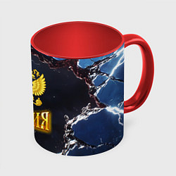 Кружка 3D Герб России в объемной стене, цвет: 3D-белый + красный