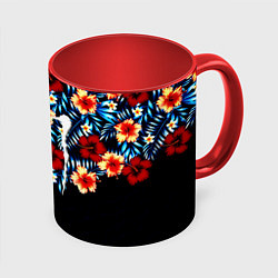 Кружка 3D Monster energy flower steel, цвет: 3D-белый + красный