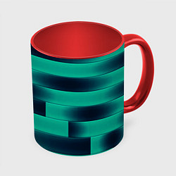 Кружка 3D Color light blue square, цвет: 3D-белый + красный