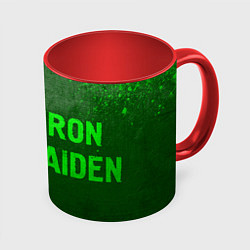 Кружка 3D Iron Maiden - green gradient по-горизонтали, цвет: 3D-белый + красный
