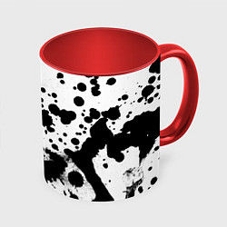 Кружка 3D Брызги черной краски, цвет: 3D-белый + красный