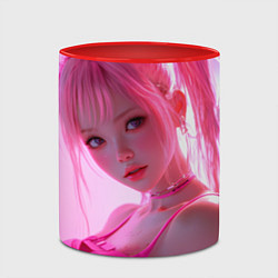 Кружка 3D Аниме девушка в розовом белье, цвет: 3D-белый + красный — фото 2