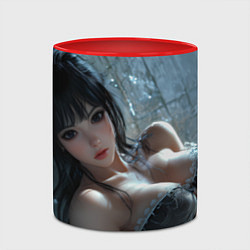 Кружка 3D Брюнетка в воде, цвет: 3D-белый + красный — фото 2