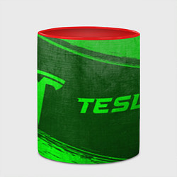 Кружка 3D Tesla - green gradient по-горизонтали, цвет: 3D-белый + красный — фото 2