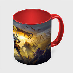 Кружка 3D Ciri vs dark monster - Witcher 4, цвет: 3D-белый + красный