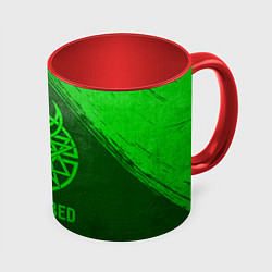 Кружка цветная Disturbed - green gradient