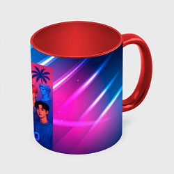 Кружка 3D Astro retro rave 80, цвет: 3D-белый + красный