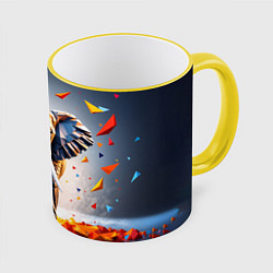 Кружка цветная Геометрический слон и цветные полигоны