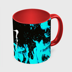 Кружка 3D Monster energy голубой огонь, цвет: 3D-белый + красный