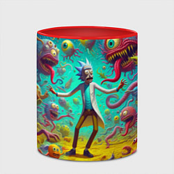 Кружка 3D Рик Санчес в компании отвязных чудищ - нейроарт фа, цвет: 3D-белый + красный — фото 2