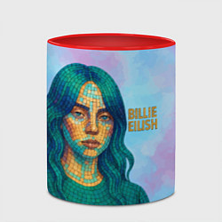 Кружка 3D Билли Айлиш из мозаики, цвет: 3D-белый + красный — фото 2