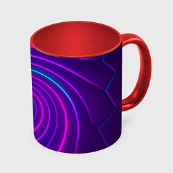Кружка 3D Сине-фиолетовая спираль, цвет: 3D-белый + красный