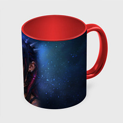 Кружка 3D Девушка неформалка cosmic hell goth, цвет: 3D-белый + красный