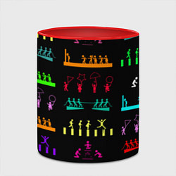 Кружка 3D Разноцветные силуэты игры в кальмара, цвет: 3D-белый + красный — фото 2