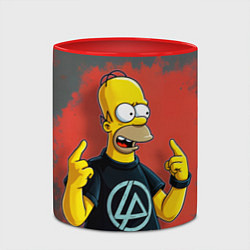 Кружка 3D Гомер в футболке Linkin Park, цвет: 3D-белый + красный — фото 2