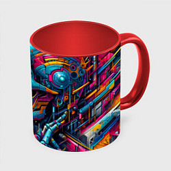 Кружка цветная Cyber skull - pattern