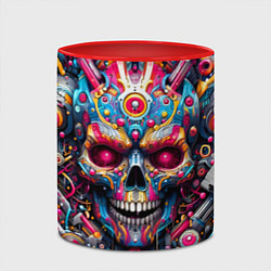 Кружка 3D Art cyber skull - ai art fantasy, цвет: 3D-белый + красный — фото 2