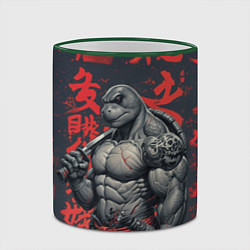Кружка 3D Антропоморфная черепаха воин - нейроарт, цвет: 3D-зеленый кант — фото 2