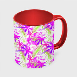Кружка 3D Palm tree pink, цвет: 3D-белый + красный