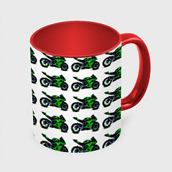Кружка 3D Motorbike green, цвет: 3D-белый + красный