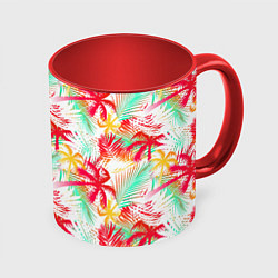 Кружка 3D Palm red yellow, цвет: 3D-белый + красный