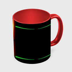 Кружка 3D Neon green black red line, цвет: 3D-белый + красный