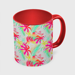 Кружка цветная Palm yellow pink