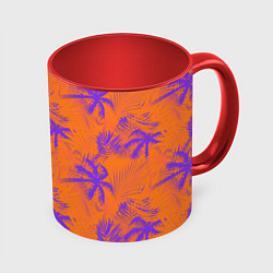 Кружка 3D Palm orange, цвет: 3D-белый + красный